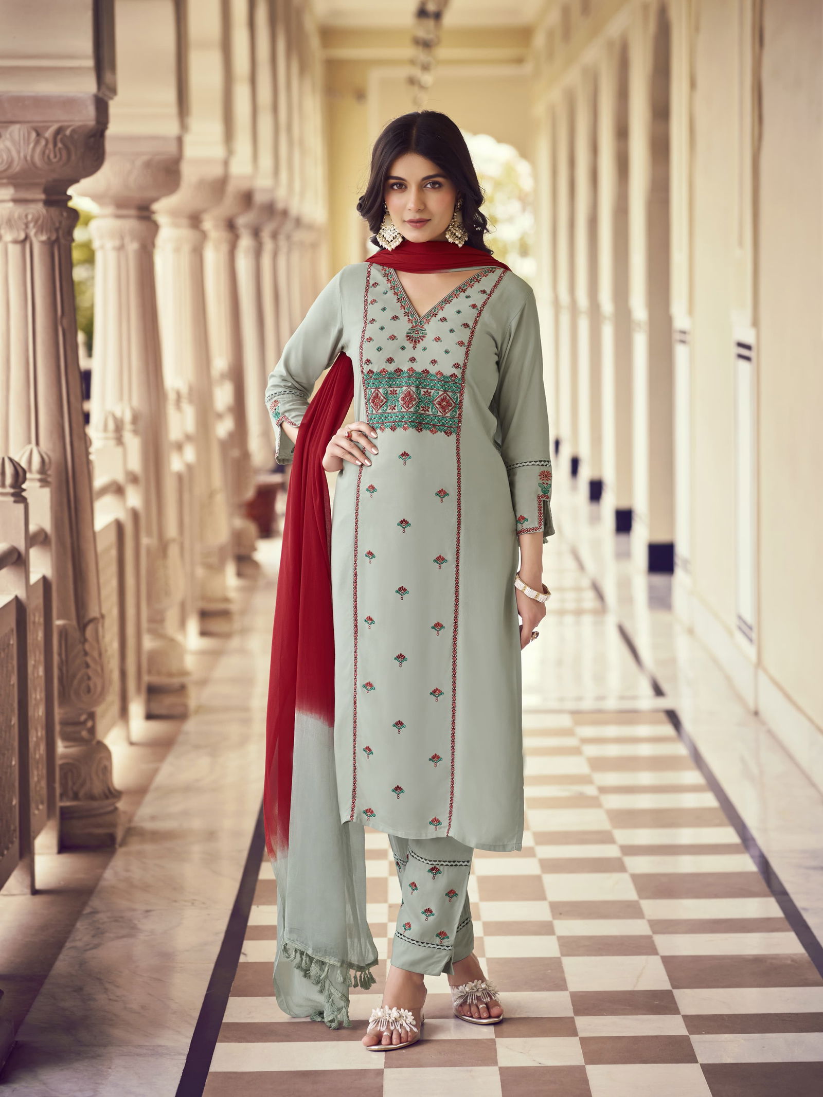 Kasida By Karissa Rayon Thread Work Designer Kurti With Bottom Dupatta Wholesale Price In Surat